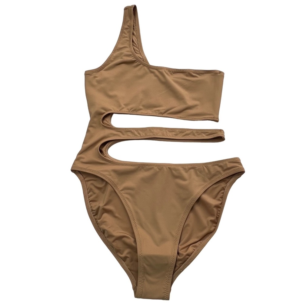 SKIMS Swim‎ One Shoulder Monokini Ochre Womens Small - Picture 2 of 14
